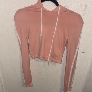 Fashion Nova Pink Cropped Hoodie with Long Sleeves